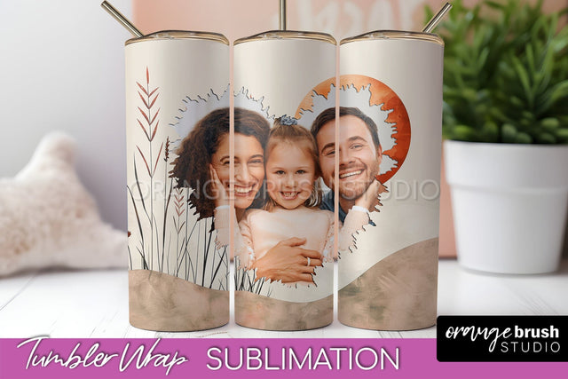 Photo Tumbler Wrap, Boho Family Frame Tumbler Sublimation Sublimation OrangeBrushStudio 