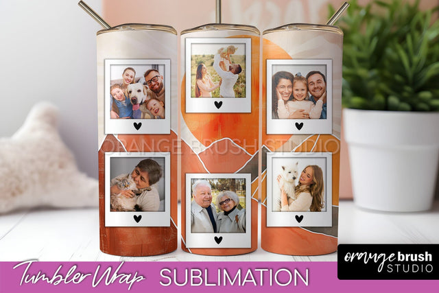 Photo Tumbler Wrap, Boho Family Frame Tumbler Sublimation Sublimation OrangeBrushStudio 