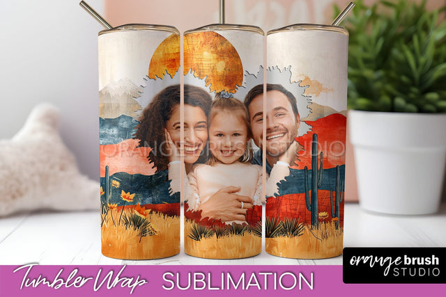 Photo Tumbler Wrap, Boho Family Frame Tumbler Sublimation Sublimation OrangeBrushStudio 