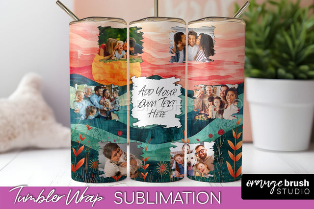 Photo Tumbler Wrap, Boho Family Frame Tumbler Sublimation Sublimation OrangeBrushStudio 