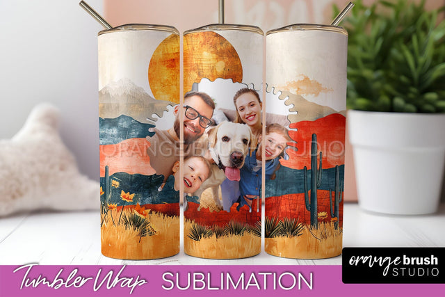 Photo Tumbler Wrap, Boho Family Frame Tumbler Sublimation Sublimation OrangeBrushStudio 