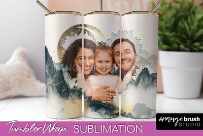 Photo Tumbler Wrap, Boho Family Frame Tumbler Sublimation Sublimation OrangeBrushStudio 