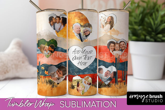Photo Tumbler Wrap, Boho Family Frame Tumbler Sublimation Sublimation OrangeBrushStudio 