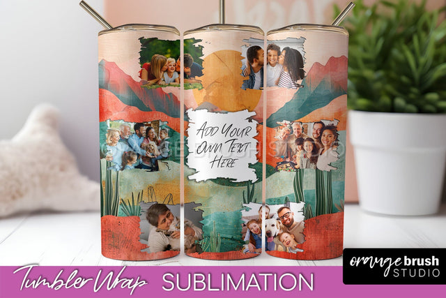 Photo Tumbler Wrap, Boho Family Frame Tumbler Sublimation Sublimation OrangeBrushStudio 