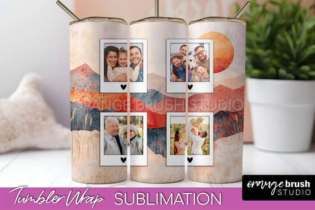 Photo Tumbler Wrap, Boho Family Frame Tumbler Sublimation Sublimation OrangeBrushStudio 