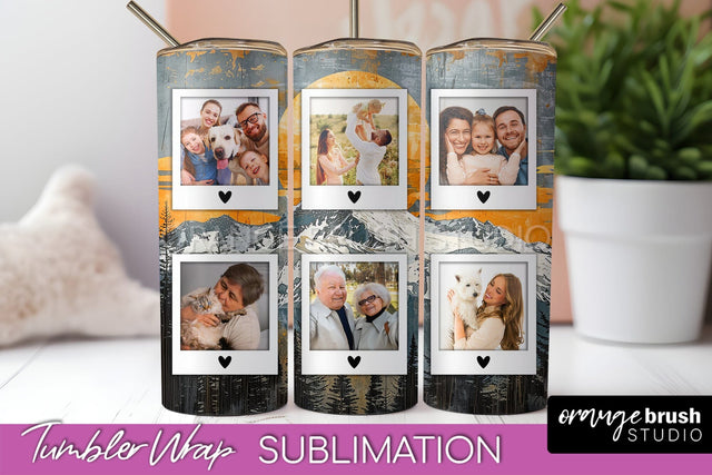 Photo Tumbler Wrap, Boho Family Frame Tumbler Sublimation Sublimation OrangeBrushStudio 