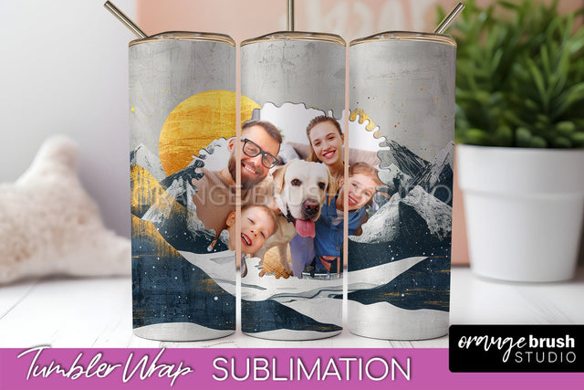 Photo Tumbler Wrap, Boho Family Frame Tumbler Sublimation Sublimation OrangeBrushStudio 
