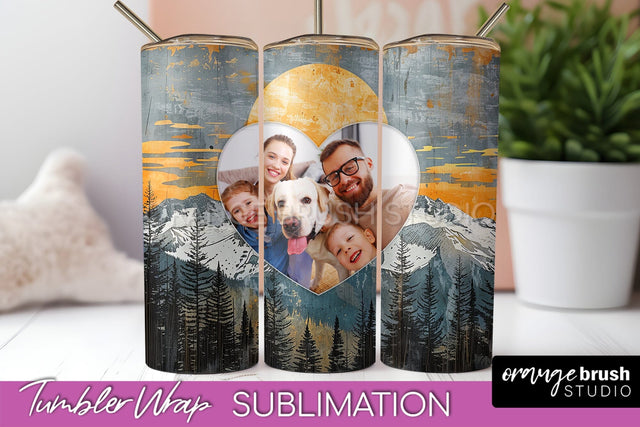 Photo Tumbler Wrap, Boho Family Frame Tumbler Sublimation Sublimation OrangeBrushStudio 