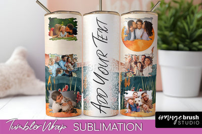Photo Tumbler Wrap, Boho Family Frame Tumbler Sublimation Sublimation OrangeBrushStudio 