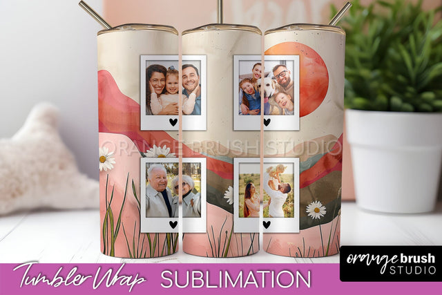Photo Tumbler Wrap, Boho Family Frame Tumbler Sublimation Sublimation OrangeBrushStudio 