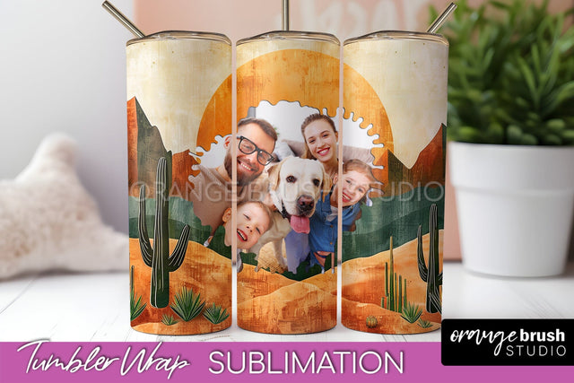 Photo Tumbler Wrap, Boho Family Frame Tumbler Sublimation Sublimation OrangeBrushStudio 