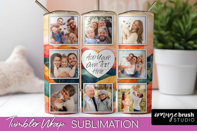 Photo Tumbler Wrap, Boho Family Frame Tumbler Sublimation Sublimation OrangeBrushStudio 