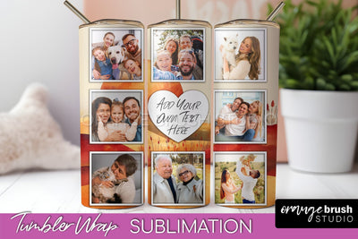 Photo Tumbler Wrap, Boho Family Frame Tumbler Sublimation Sublimation OrangeBrushStudio 