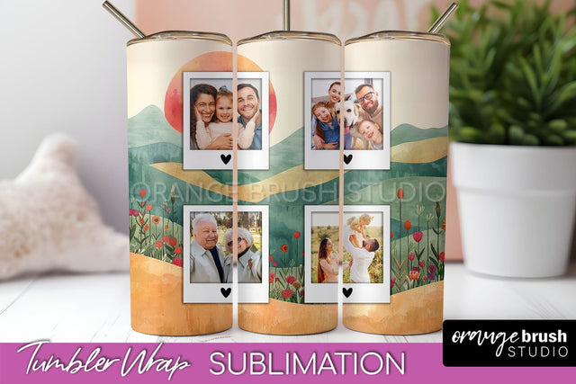 Photo Tumbler Wrap, Boho Family Frame Tumbler Sublimation Sublimation OrangeBrushStudio 