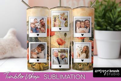 Photo Tumbler Wrap, Boho Family Frame Tumbler Sublimation Sublimation OrangeBrushStudio 