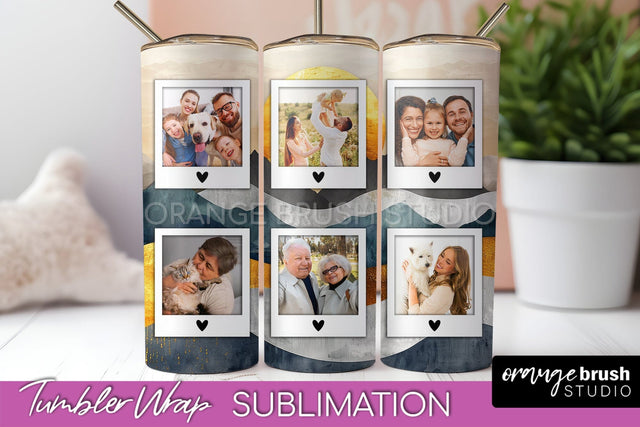Photo Tumbler Wrap, Boho Family Frame Tumbler Sublimation Sublimation OrangeBrushStudio 