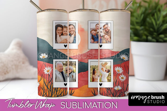 Photo Tumbler Wrap, Boho Family Frame Tumbler Sublimation Sublimation OrangeBrushStudio 
