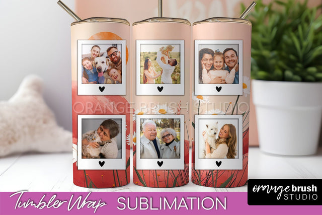 Photo Tumbler Wrap, Boho Family Frame Tumbler Sublimation Sublimation OrangeBrushStudio 
