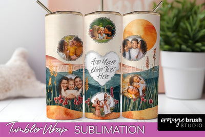 Photo Tumbler Wrap, Boho Family Frame Tumbler Sublimation Sublimation OrangeBrushStudio 