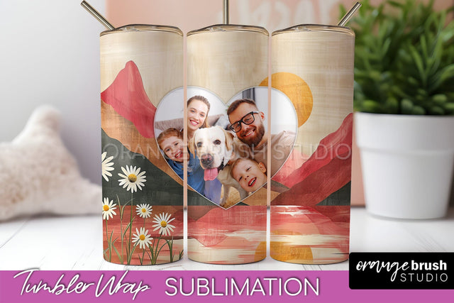 Photo Tumbler Wrap, Boho Family Frame Tumbler Sublimation Sublimation OrangeBrushStudio 