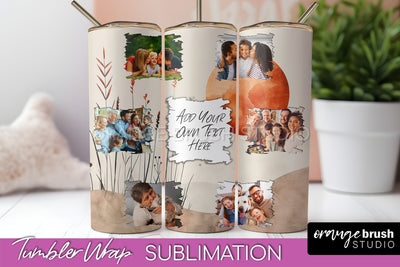 Photo Tumbler Wrap, Boho Family Frame Tumbler Sublimation Sublimation OrangeBrushStudio 