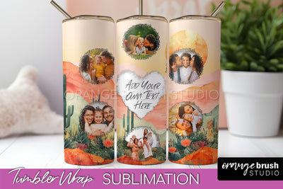 Photo Tumbler Wrap, Boho Family Frame Tumbler Sublimation Sublimation OrangeBrushStudio 