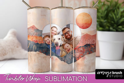 Photo Tumbler Wrap, Boho Family Frame Tumbler Sublimation Sublimation OrangeBrushStudio 