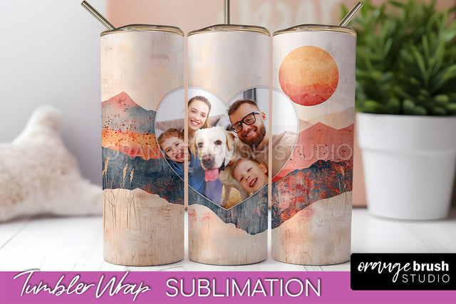 Photo Tumbler Wrap, Boho Family Frame Tumbler Sublimation Sublimation OrangeBrushStudio 