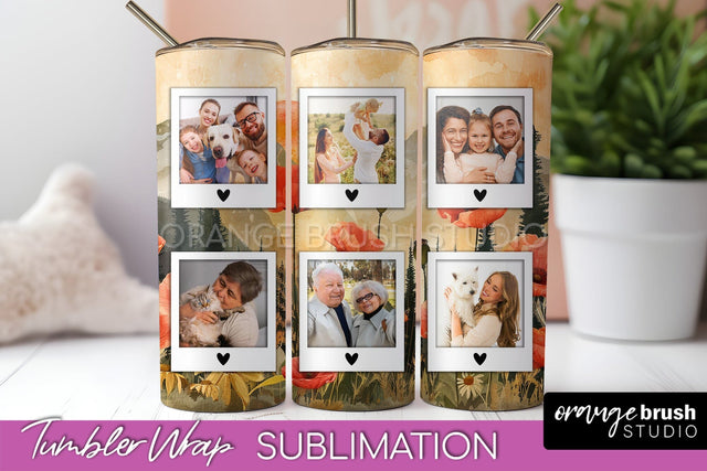 Photo Tumbler Wrap, Boho Family Frame Tumbler Sublimation Sublimation OrangeBrushStudio 