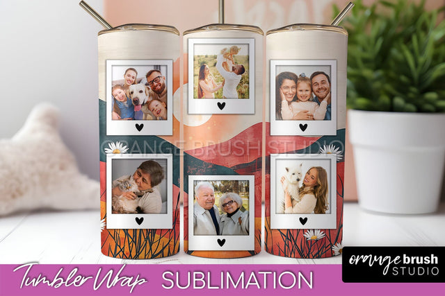 Photo Tumbler Wrap, Boho Family Frame Tumbler Sublimation Sublimation OrangeBrushStudio 