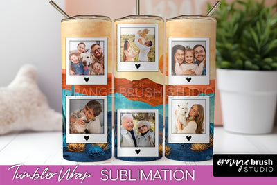 Photo Tumbler Wrap, Boho Family Frame Tumbler Sublimation Sublimation OrangeBrushStudio 