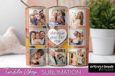 Photo Tumbler Wrap, Boho Family Frame Tumbler Sublimation Sublimation OrangeBrushStudio 