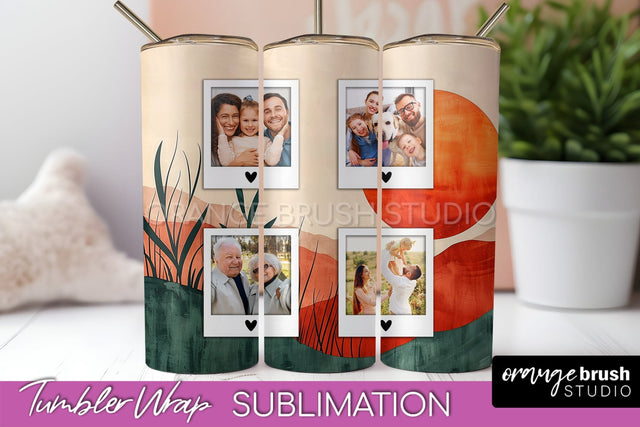 Photo Tumbler Wrap, Boho Family Frame Tumbler Sublimation Sublimation OrangeBrushStudio 