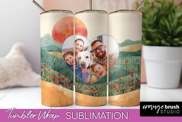 Photo Tumbler Wrap, Boho Family Frame Tumbler Sublimation Sublimation OrangeBrushStudio 