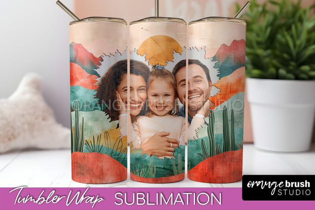 Photo Tumbler Wrap, Boho Family Frame Tumbler Sublimation Sublimation OrangeBrushStudio 