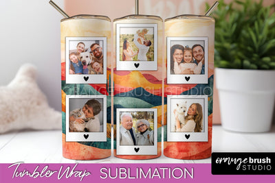 Photo Tumbler Wrap, Boho Family Frame Tumbler Sublimation Sublimation OrangeBrushStudio 