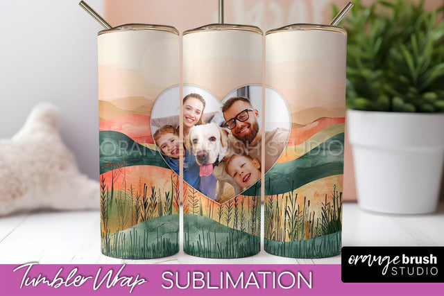Photo Tumbler Wrap, Boho Family Frame Tumbler Sublimation Sublimation OrangeBrushStudio 