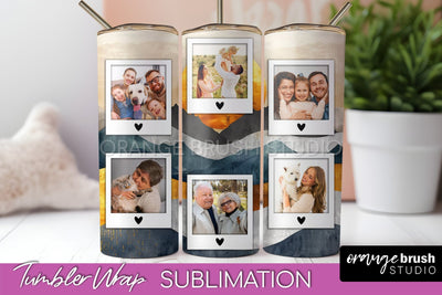 Photo Tumbler Wrap, Boho Family Frame Tumbler Sublimation Sublimation OrangeBrushStudio 