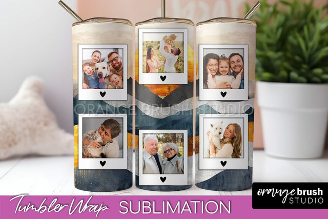 Photo Tumbler Wrap, Boho Family Frame Tumbler Sublimation Sublimation OrangeBrushStudio 
