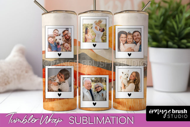 Photo Tumbler Wrap, Boho Family Frame Tumbler Sublimation Sublimation OrangeBrushStudio 
