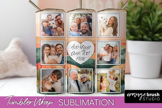 Photo Tumbler Wrap, Boho Family Frame Tumbler Sublimation Sublimation OrangeBrushStudio 