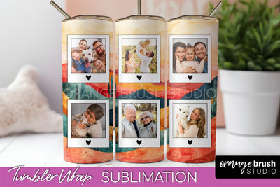 Photo Tumbler Wrap, Boho Family Frame Tumbler Sublimation Sublimation OrangeBrushStudio 