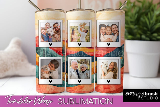 Photo Tumbler Wrap, Boho Family Frame Tumbler Sublimation Sublimation OrangeBrushStudio 
