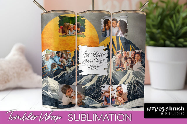 Photo Tumbler Wrap, Boho Family Frame Tumbler Sublimation Sublimation OrangeBrushStudio 