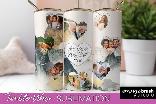 Photo Tumbler Wrap, Boho Family Frame Tumbler Sublimation Sublimation OrangeBrushStudio 