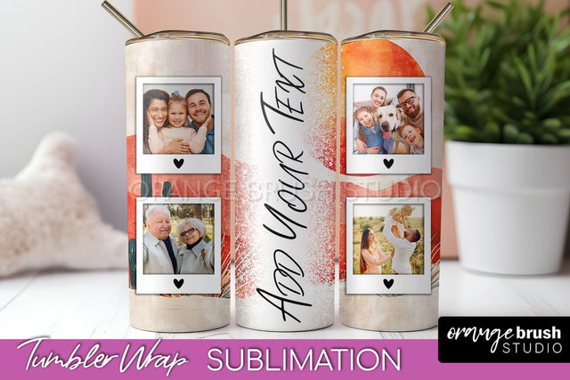 Photo Tumbler Wrap, Boho Family Frame Tumbler Sublimation Sublimation OrangeBrushStudio 