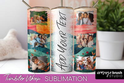 Photo Tumbler Wrap, Boho Family Frame Tumbler Sublimation Sublimation OrangeBrushStudio 