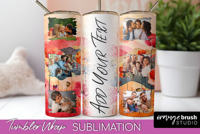 Photo Tumbler Wrap, Boho Family Frame Tumbler Sublimation Sublimation OrangeBrushStudio 