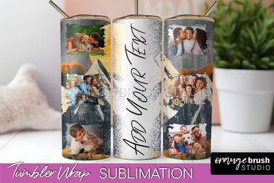 Photo Tumbler Wrap, Boho Family Frame Tumbler Sublimation Sublimation OrangeBrushStudio 
