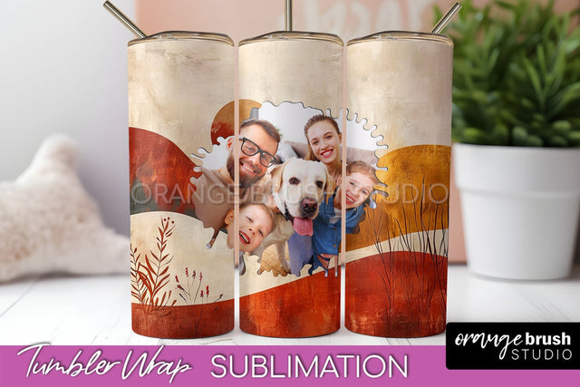 Photo Tumbler Wrap, Boho Family Frame Tumbler Sublimation Sublimation OrangeBrushStudio 